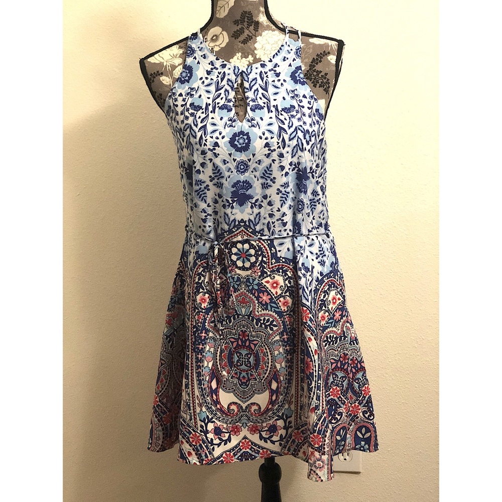 ANTHRO pink owl paisley sleeveless dress 👗